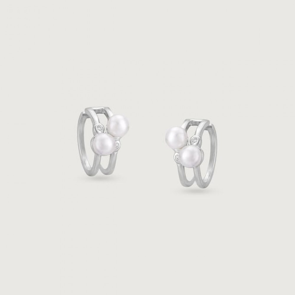Duo Glow Silver Hoop Earrings